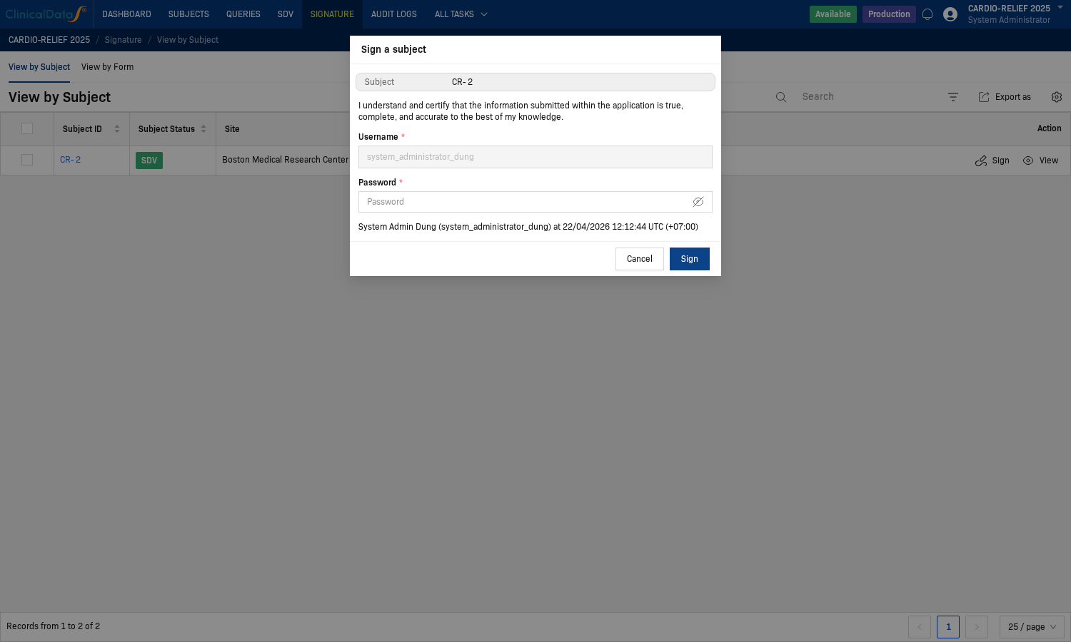Review and confirm signing credentials