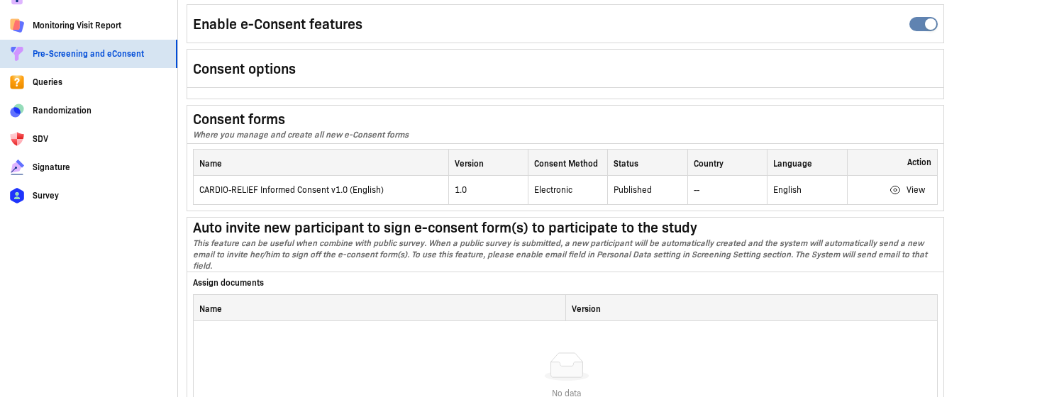 Enable e-Consent features and Consent forms table