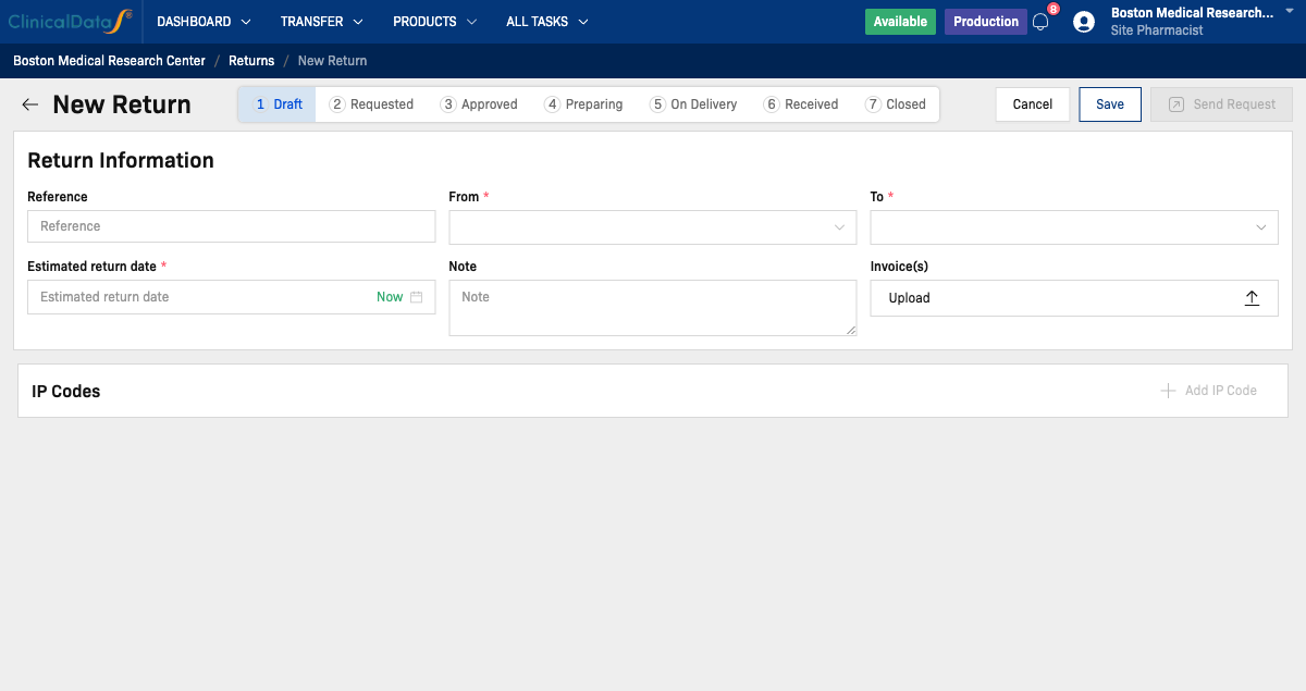 New Return form