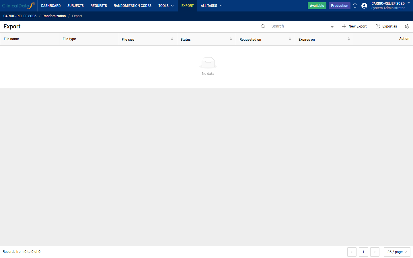 Randomization — Export tab