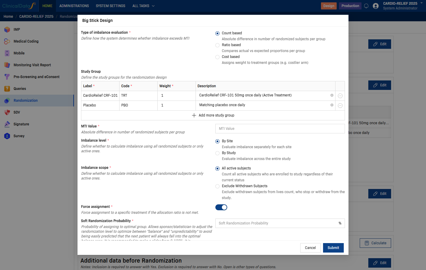 Big Stick Design settings dialog