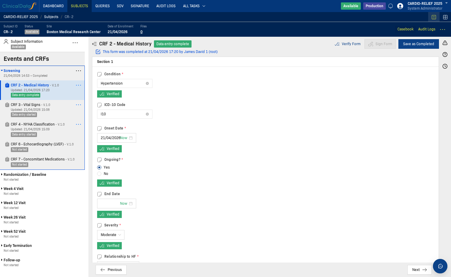 All items Verified — Verify Form button ready